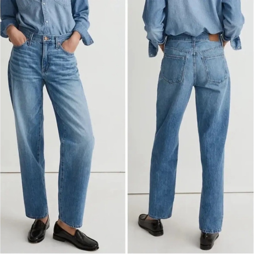 Madewell The Slouchy Boyjean Light Blue High Waist Relaxed Straight Leg Jeans 28
